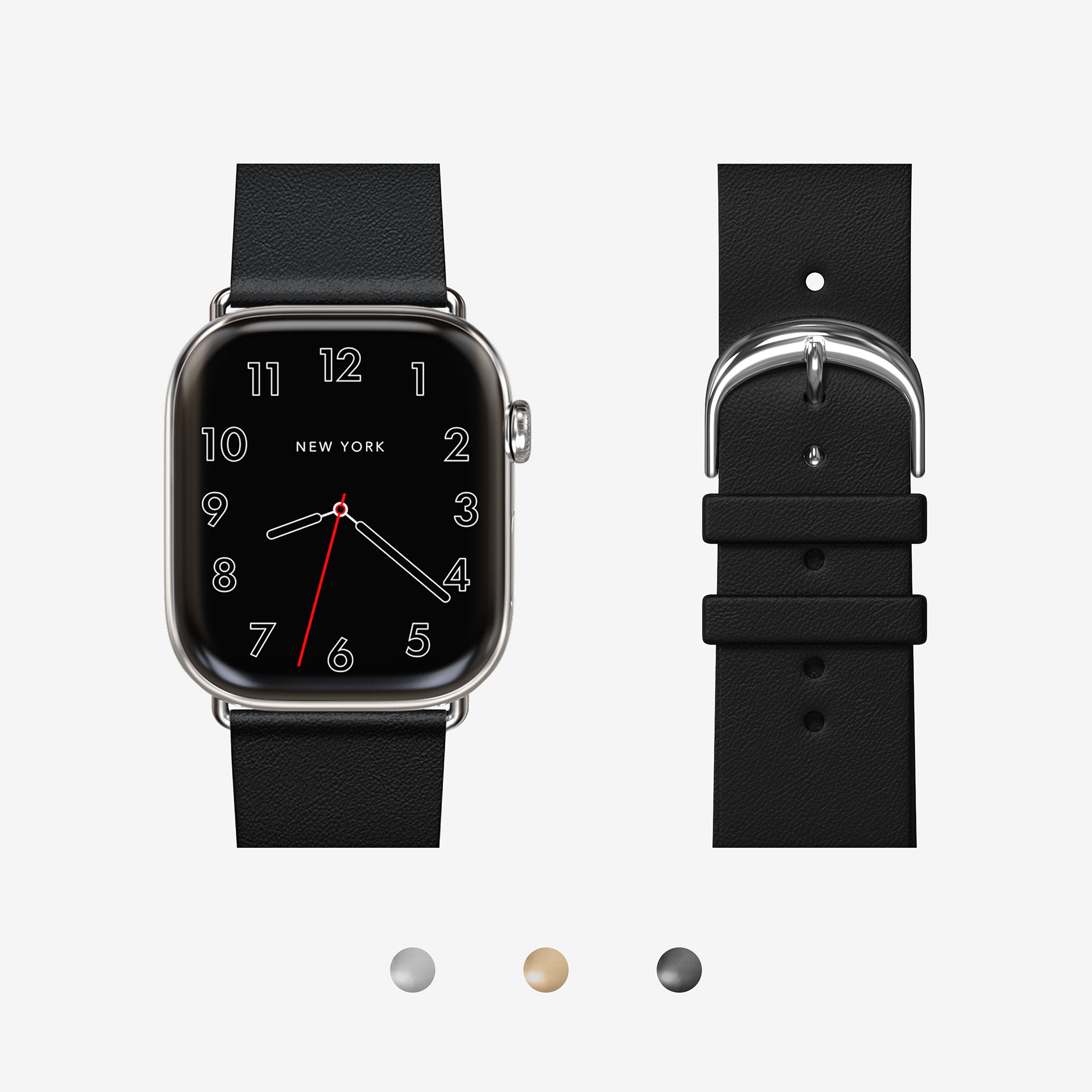 Empire Black Leather Apple Watch Band Konsu NYC